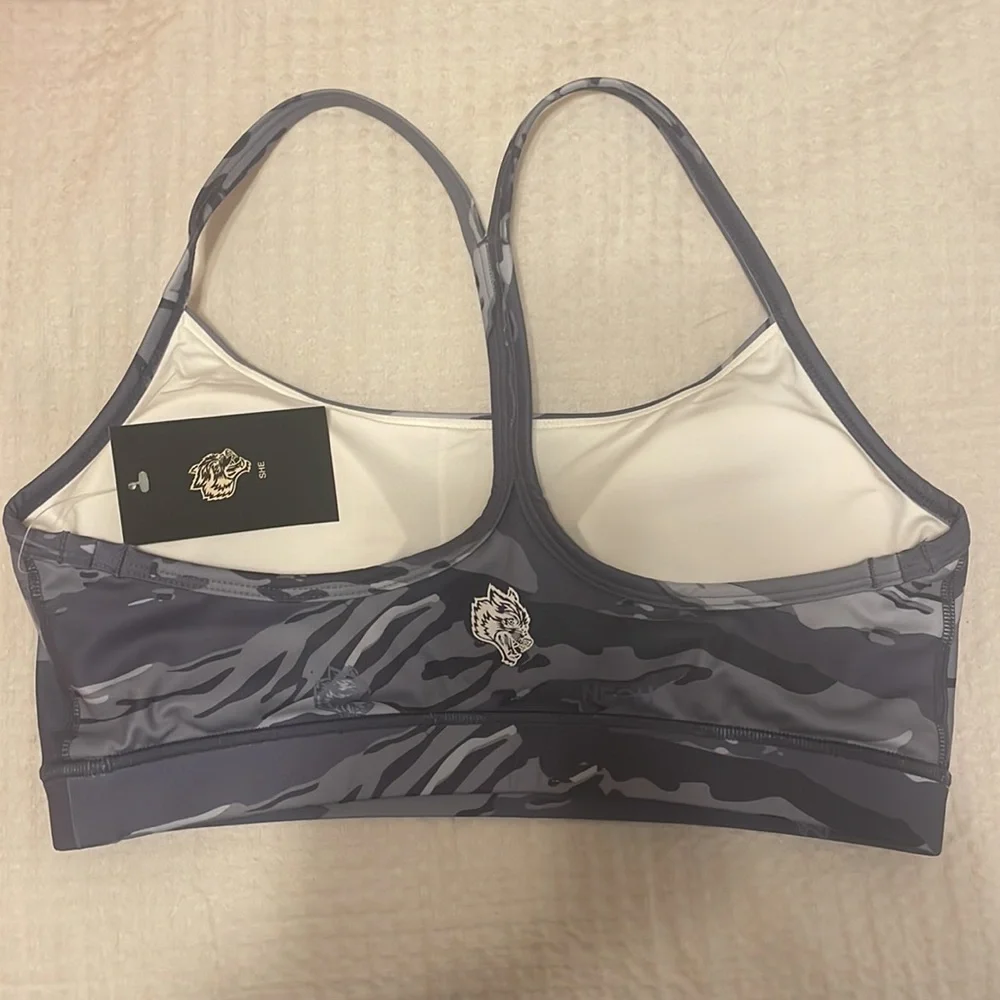 SHE Hardcore Everyday Sports Bra in Purple Stone Tiger Camo Size M - Picture 2 of 4